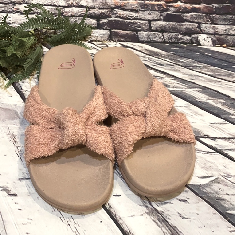 Fabletics Terry Cloth Playa Knot Slide Sandals
